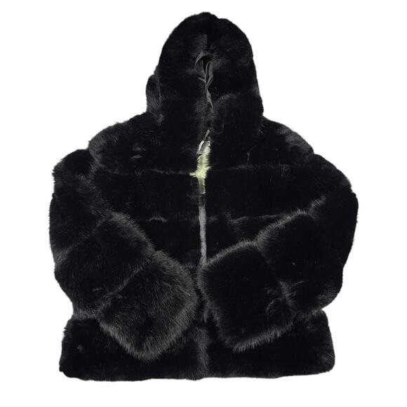ZIAI Women's Black Faux Fur Hooded Jacket Coat Size XL NWT - Picture 1 of 10